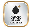Symbol: 0W-20 or more fluid grade