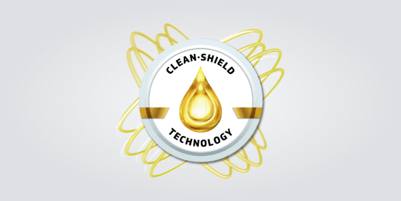Logo technologie Clean-Shield na šedém pozadí